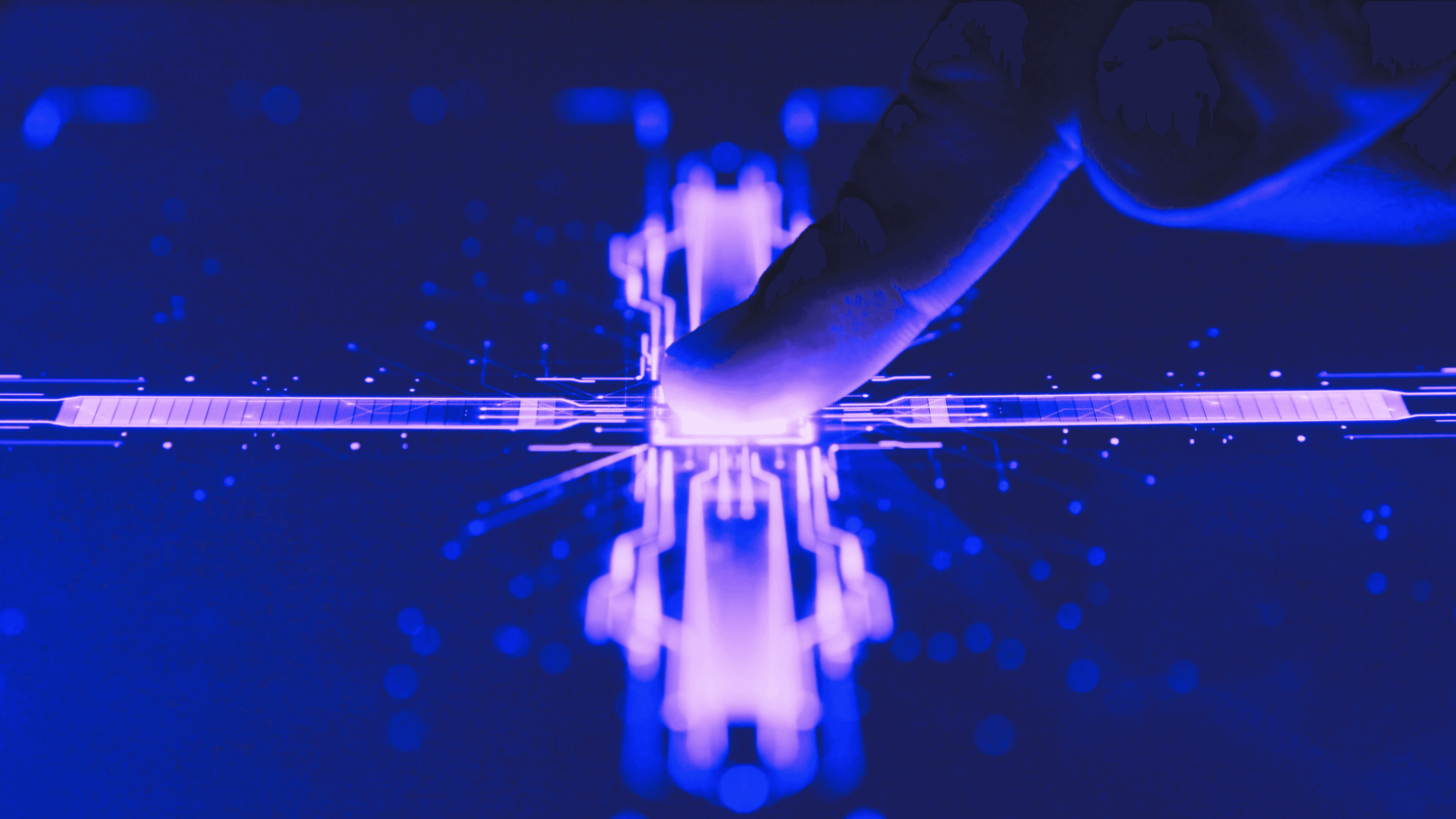 Neon-tinted abstract representing AI and compliance